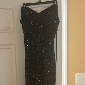 Camille La Vie Black and Green Sequin Maxi Dress